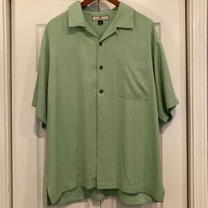 Men's Tommy Bahama Silk Shirt, Large, Palm Green